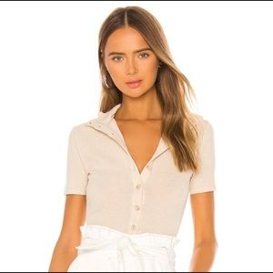 lovers + friends collar ribbed knit top